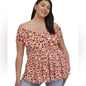 Torrid Mixed Knit Babydoll Off Shoulder Top